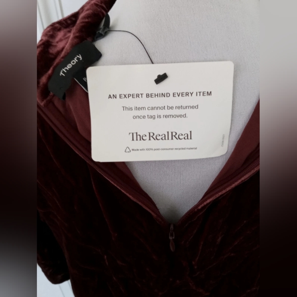 Theory Choker Luxe Velvet Deep-V Top $275. Deep Wine. Cutout. XS/S. Perfect - Picture 8 of 16